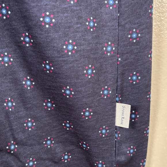 Stone Rose Men's Dark Blue Patterned Short Sleeve Button Down Shirt - Picture 6 of 10